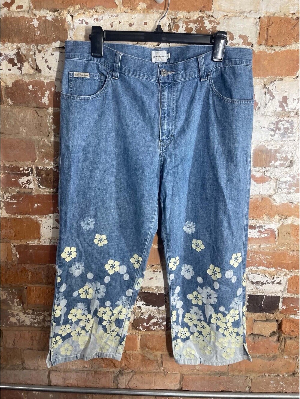 Y2K Calvin Klein Jeans Floral Cropped Straight-Leg Denim 14